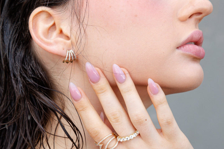 עגילים מחבקים 4 שורות