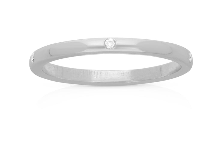 טבעת נישואין משובצת חמישה יהלומים